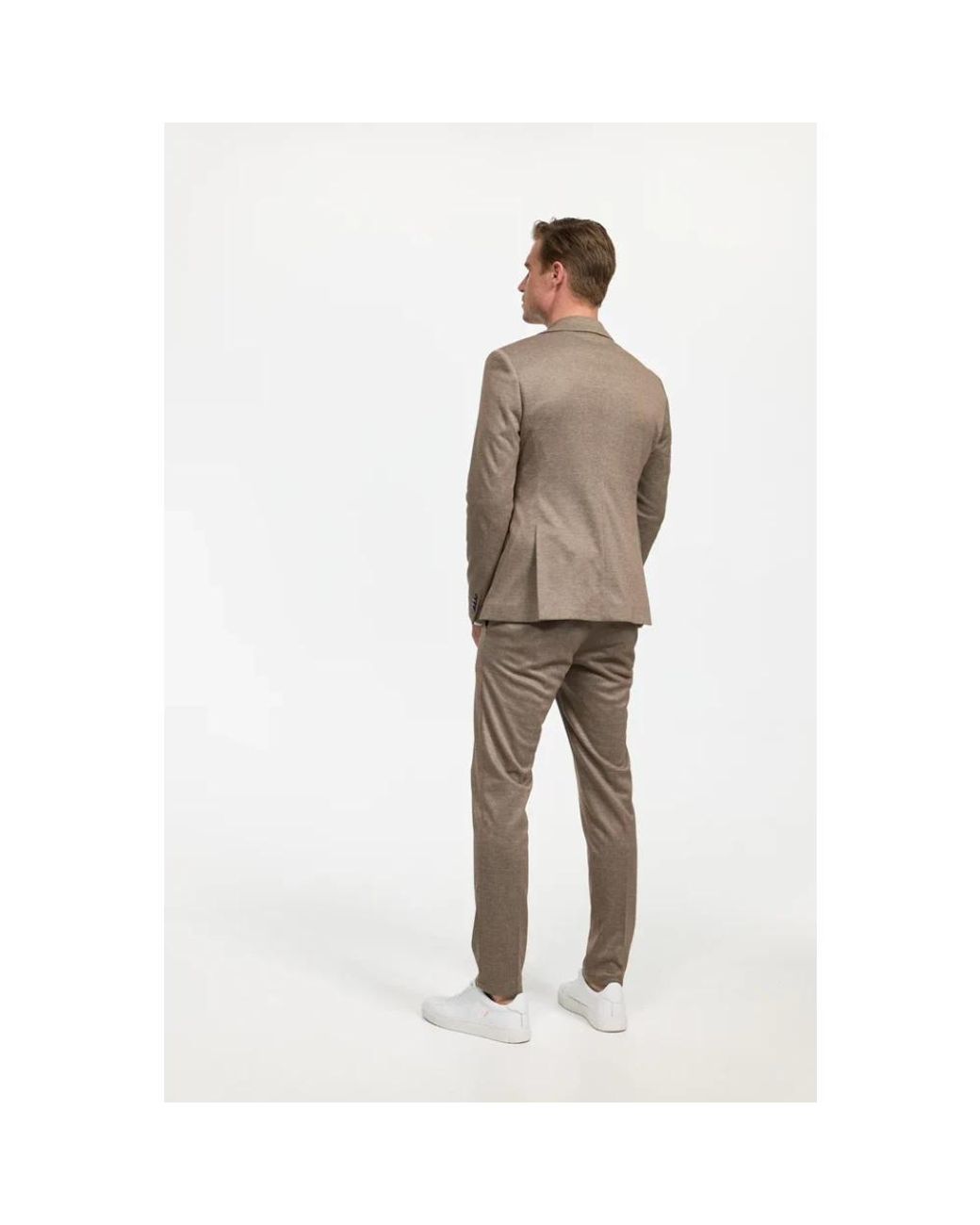 Zuitable Natural Single-Breasted Taupe Suit Set for men