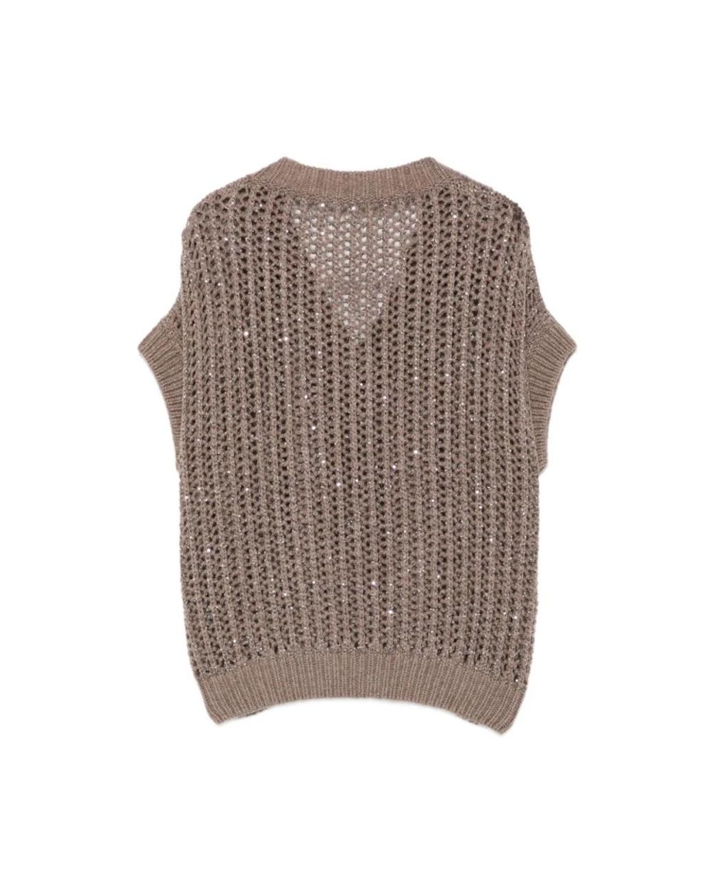 D.exterior Brown V-Neck Knitwear
