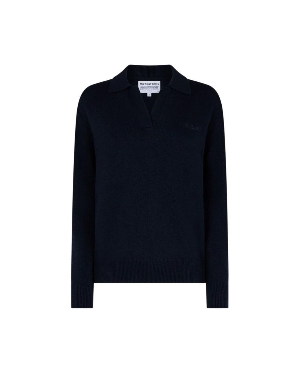 Mc2 Saint Barth Blue V-Neck Knitwear