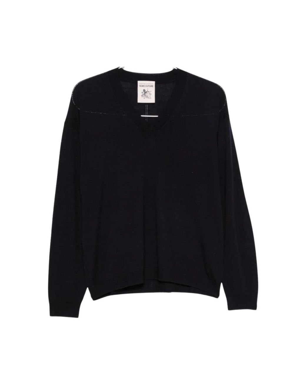 Semicouture Black V-Neck Knitwear