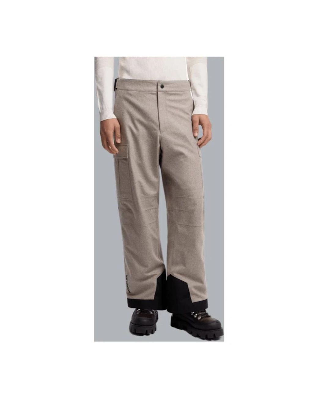 Moncler Gray Gefütterte Technische Ski-Hose Aus Wolle