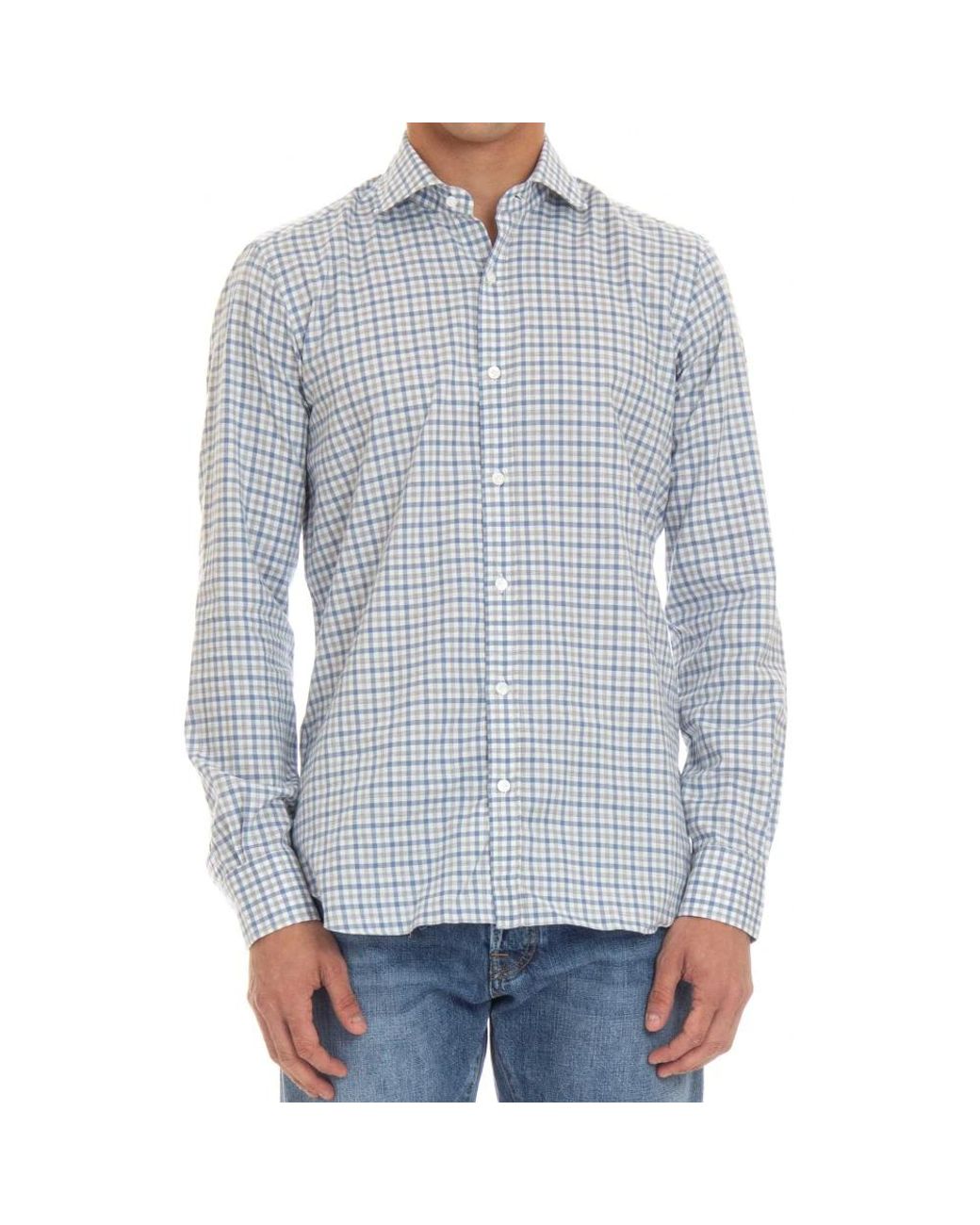 Barba Napoli Blue Casual Shirts for men