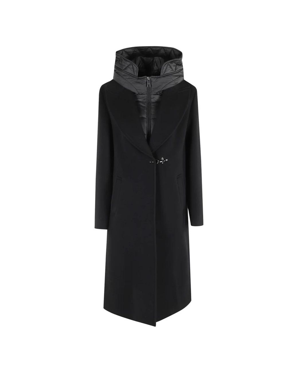 Fay Jassen ,Zwart ,Zwarte Lange Jas Met Binnenste Bib in het Black