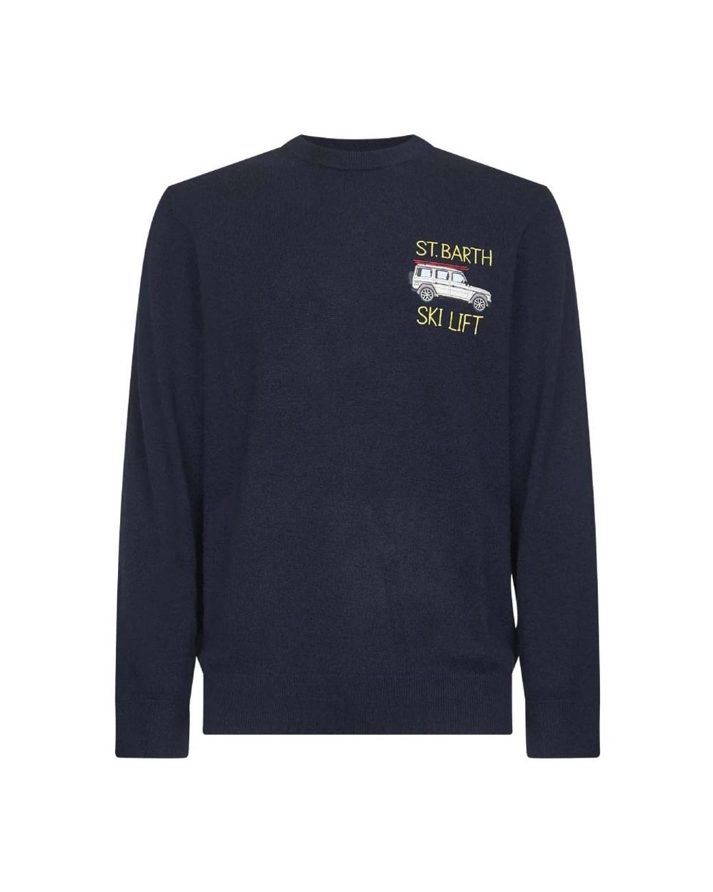 Mc2 Saint Barth Blue Round-Neck Knitwear for men