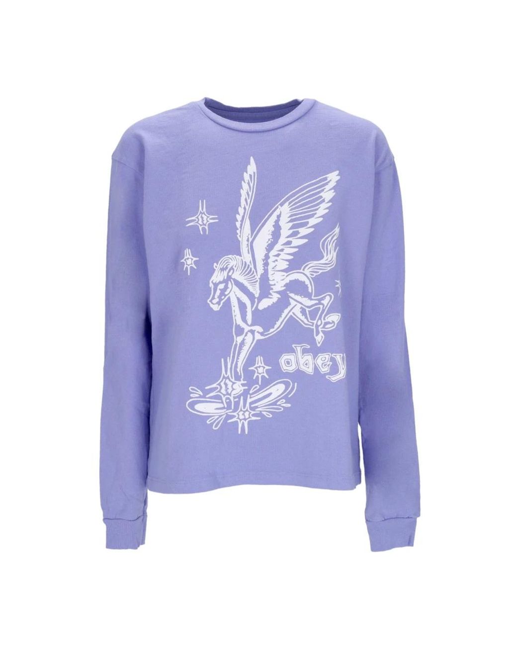 Obey Hoodies & Sweatvesten ,Paars ,Katoen Lange Mouw T-Shirt Pegasus Custom Tee in het Blue