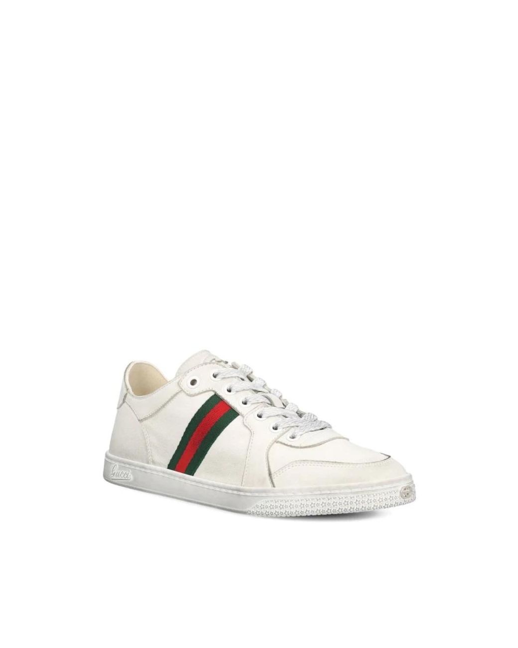 Gucci White Stretch Leather Sneakers