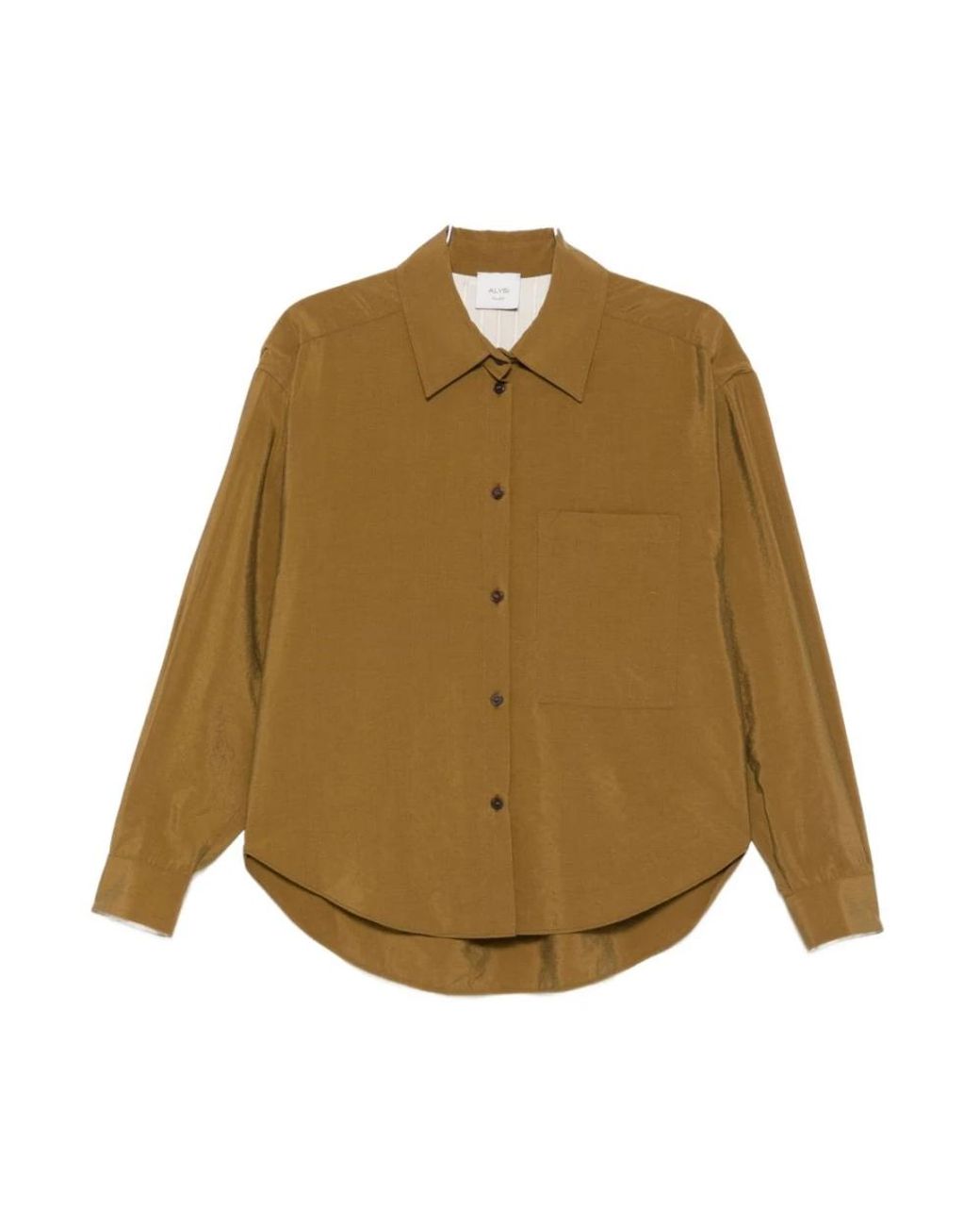 Alysi Overhemden ,Bruin ,Nylon Silk Shirt in het Brown
