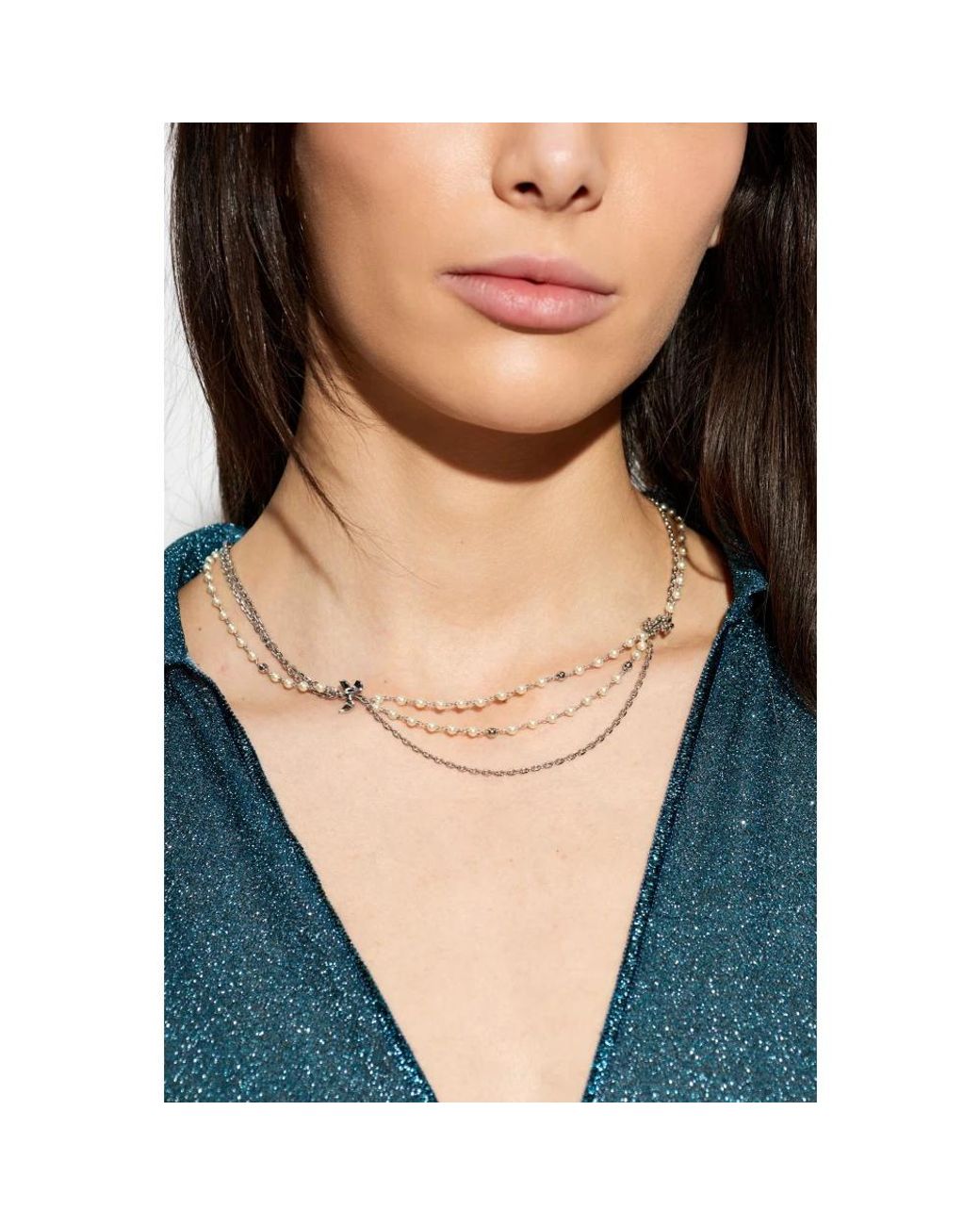 Tory Burch Metallic Moondance Multi Strand Perlenkette