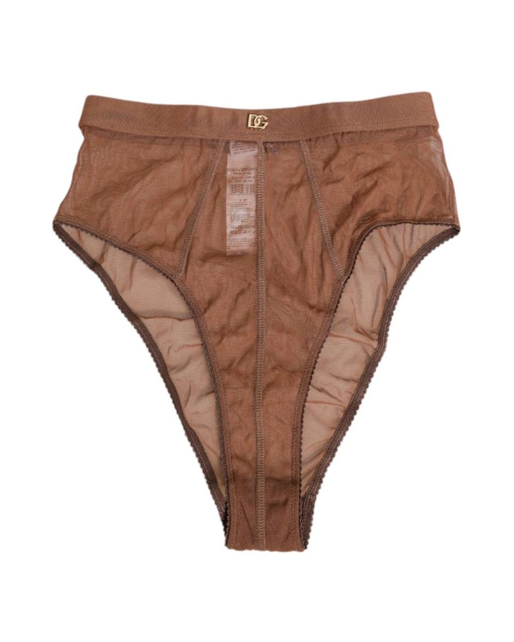 Dolce & Gabbana Ondergoed ,Bruin ,Bruine Doorschijnende Mesh Hoge Taille Slip in het Brown