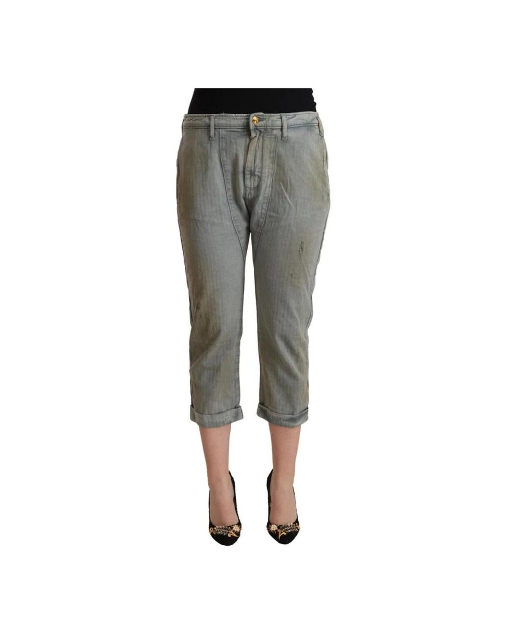 CYCLE Jeans ,Grijs ,Katoen Grijze Skinny Cropped Broek in het Gray