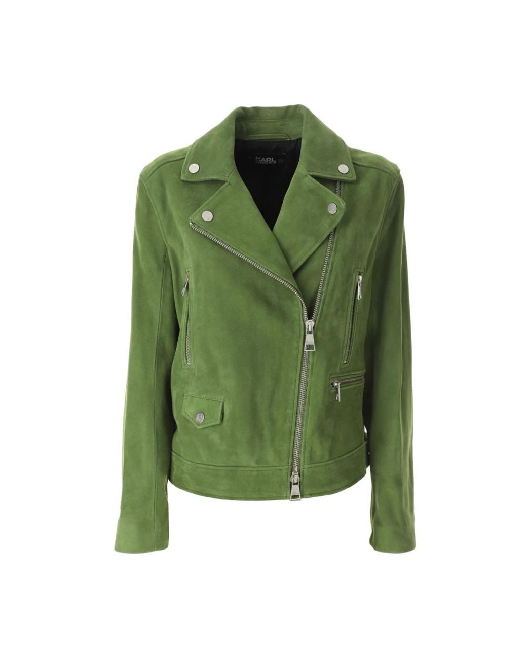 Karl Lagerfeld Jassen ,Groen ,Suède Suède Leren Bikerjack in het Green