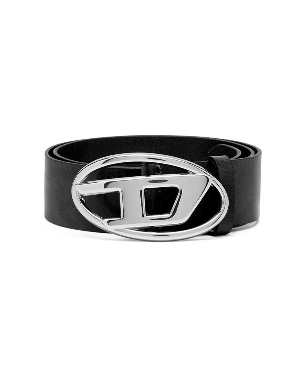 DIESEL Black Oval D Solid Adjustable Belt
