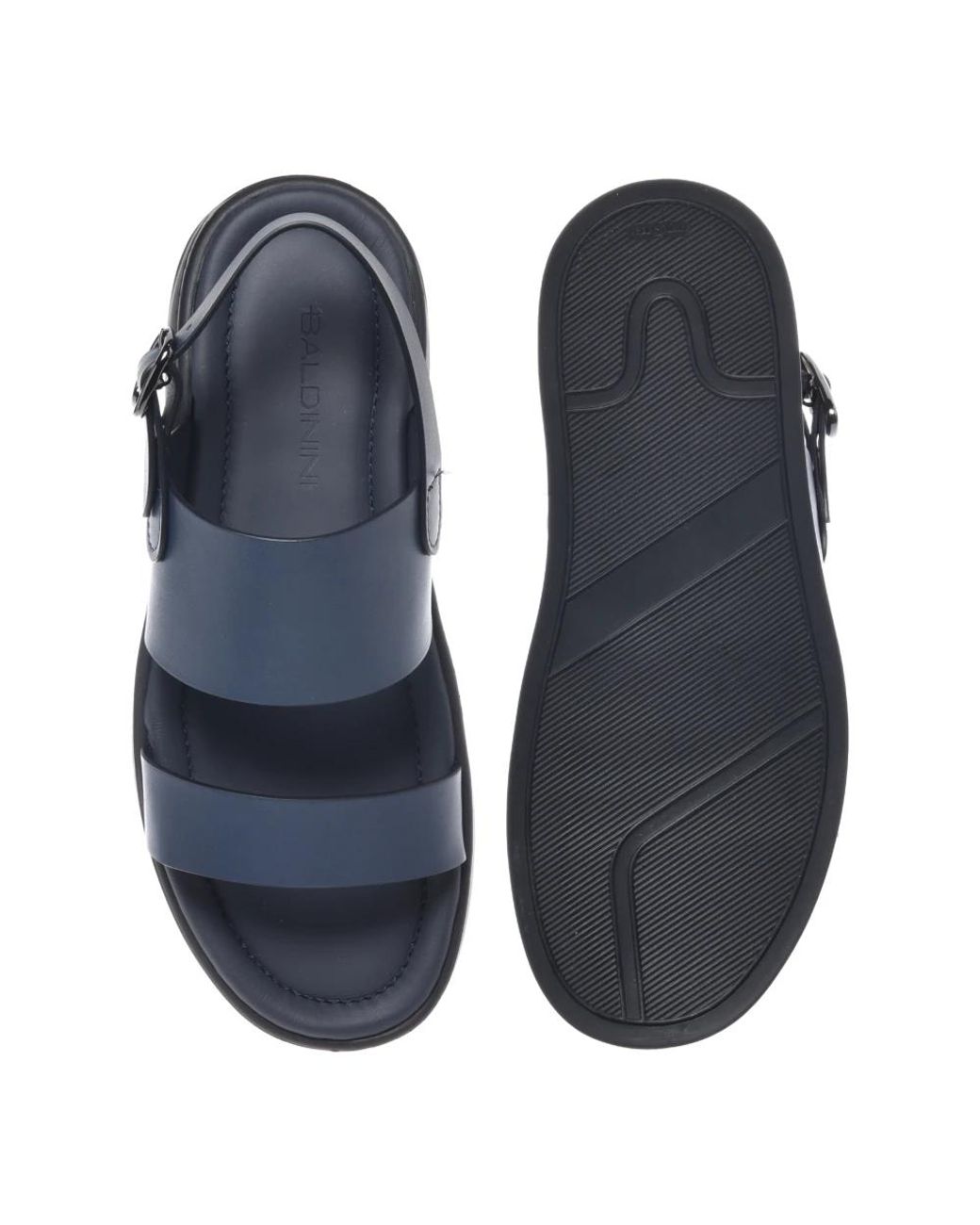 Baldinini Leather Flat Sandal in Blue für Herren