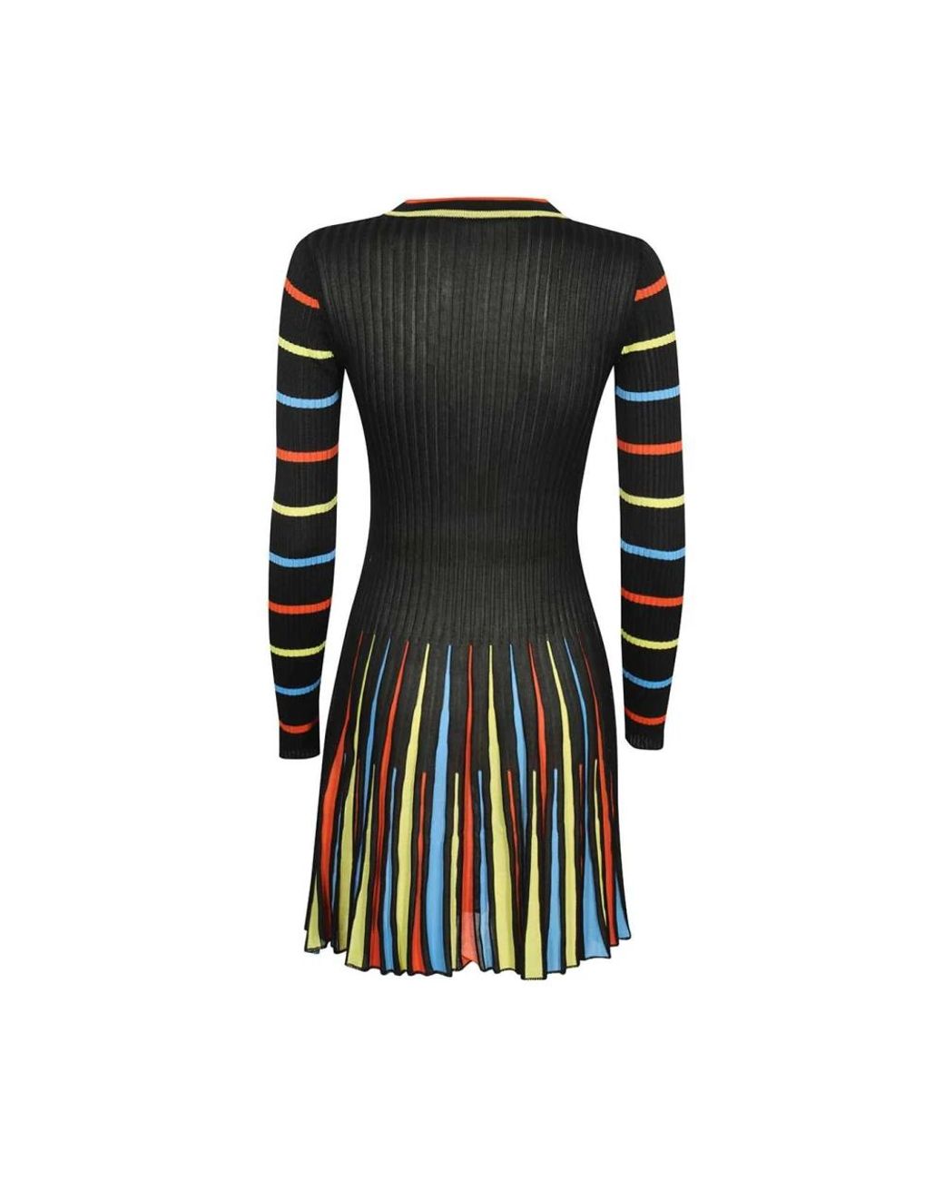 MSGM Black Geripptes Viskosekleid