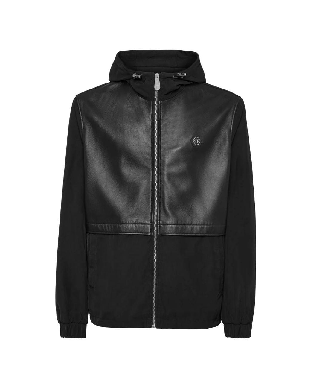 Philipp Plein Black Leather Jackets for men