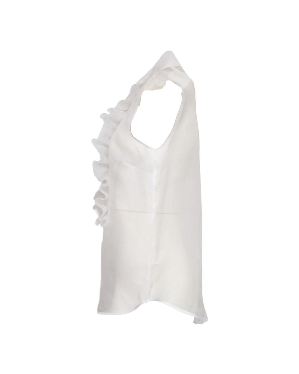 P.A.R.O.S.H. White Shake Organza Sleeveless Shirt