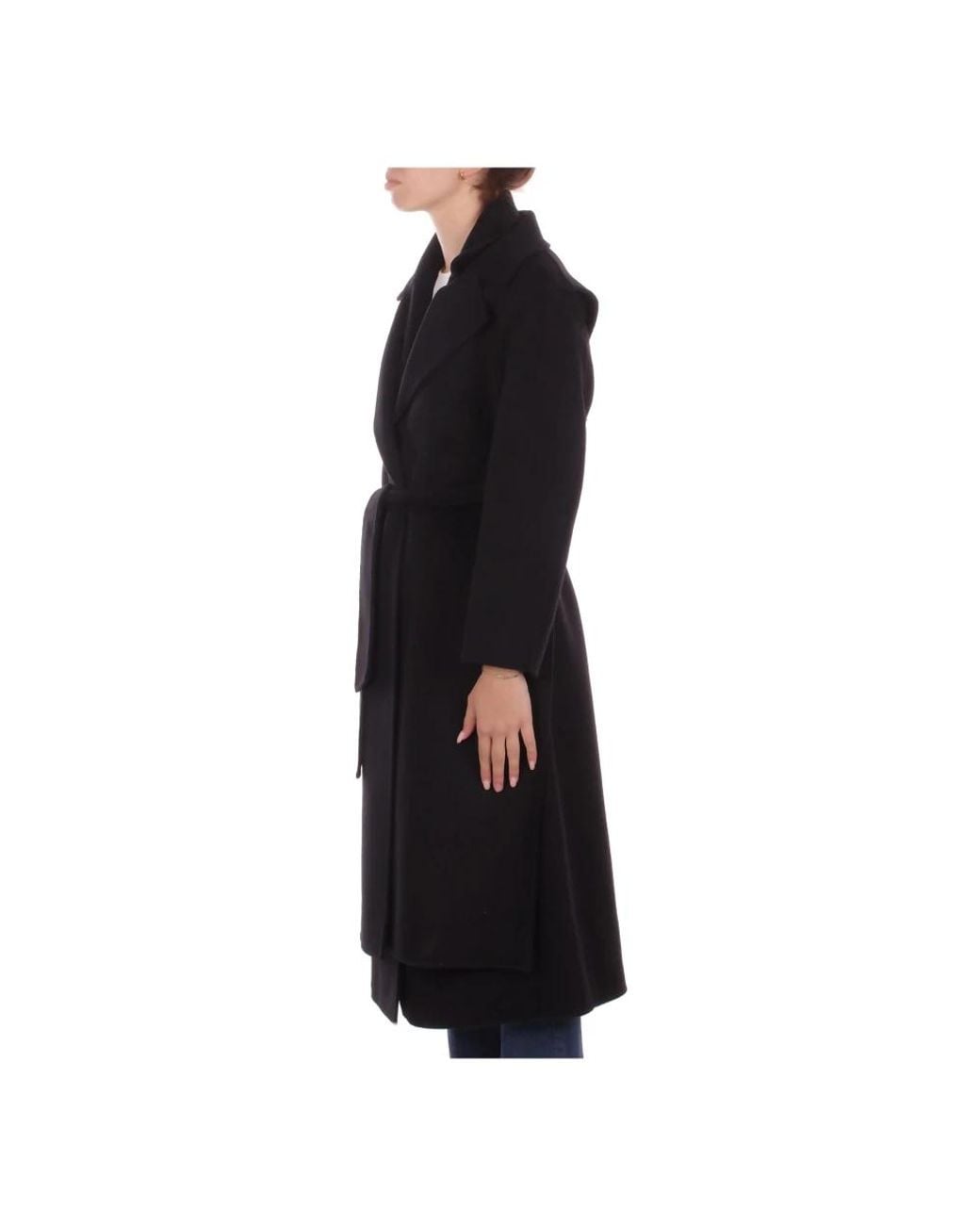 Manila Grace Black Belted Coats