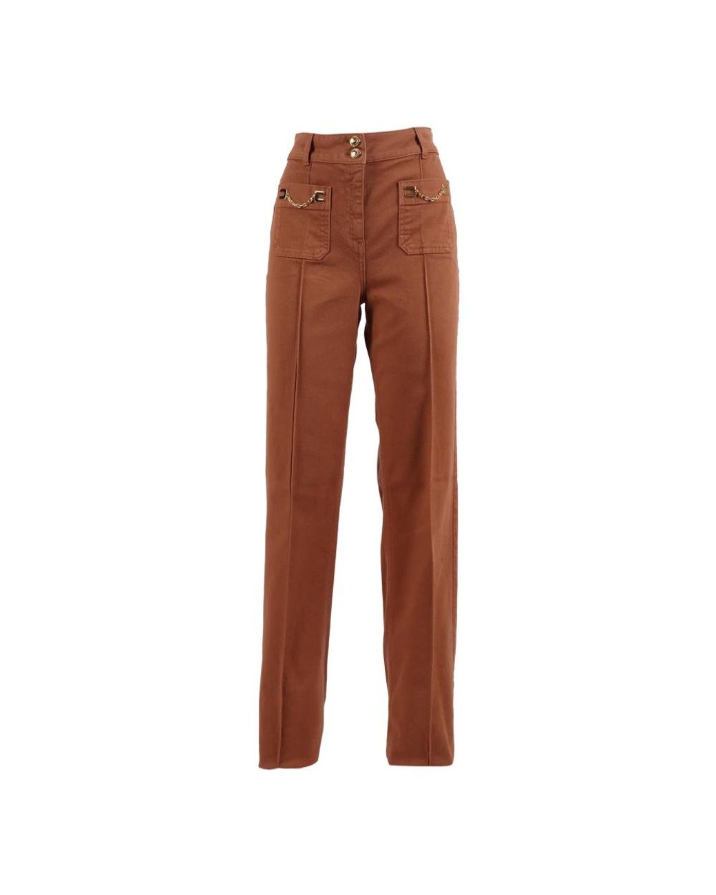 Elisabetta Franchi Brown Straight Trousers