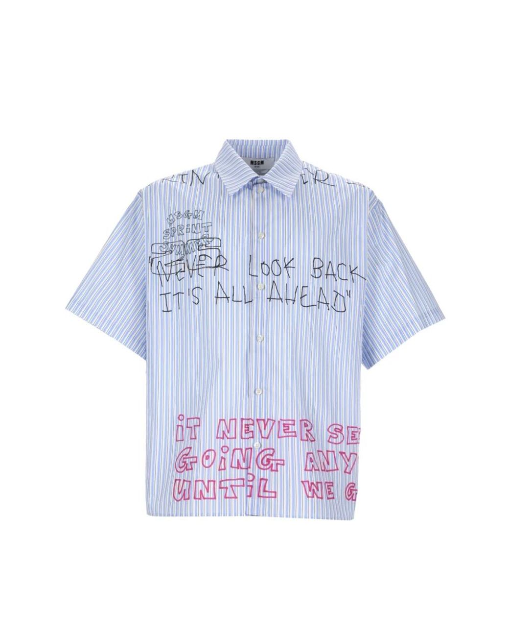 MSGM Blue Short Sleeve Shirts for men