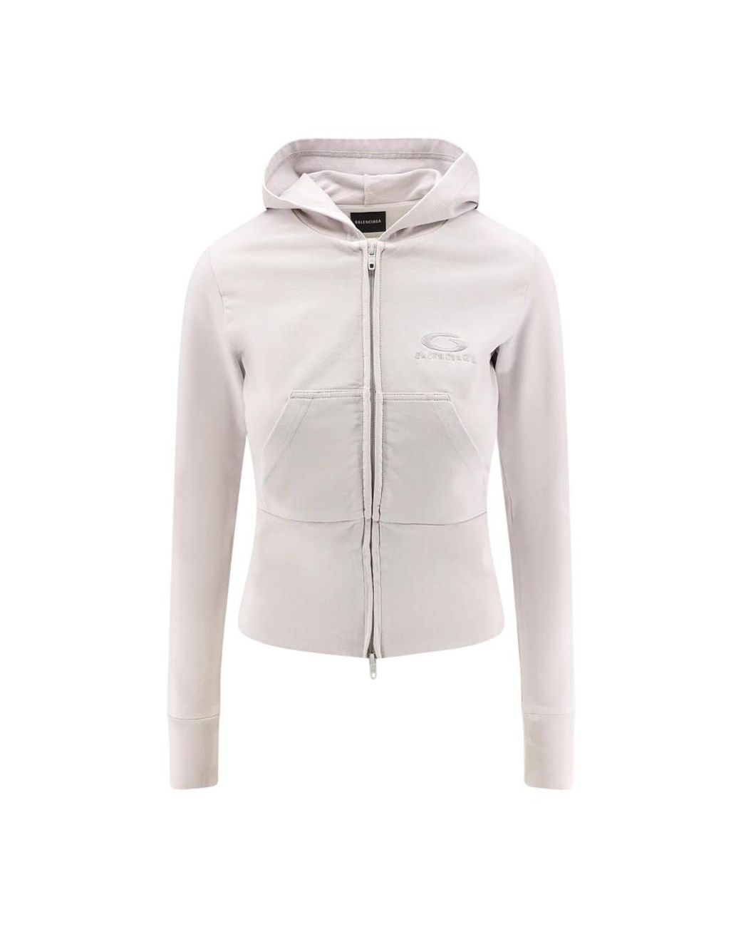 Balenciaga White Cotton Hooded Sweatshirt