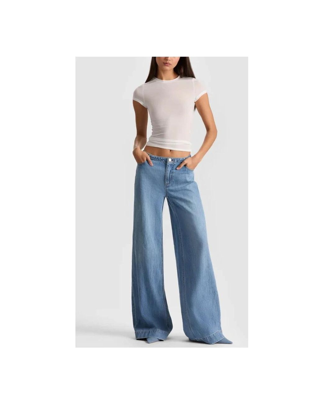 Alice + Olivia Blue Wide Jeans