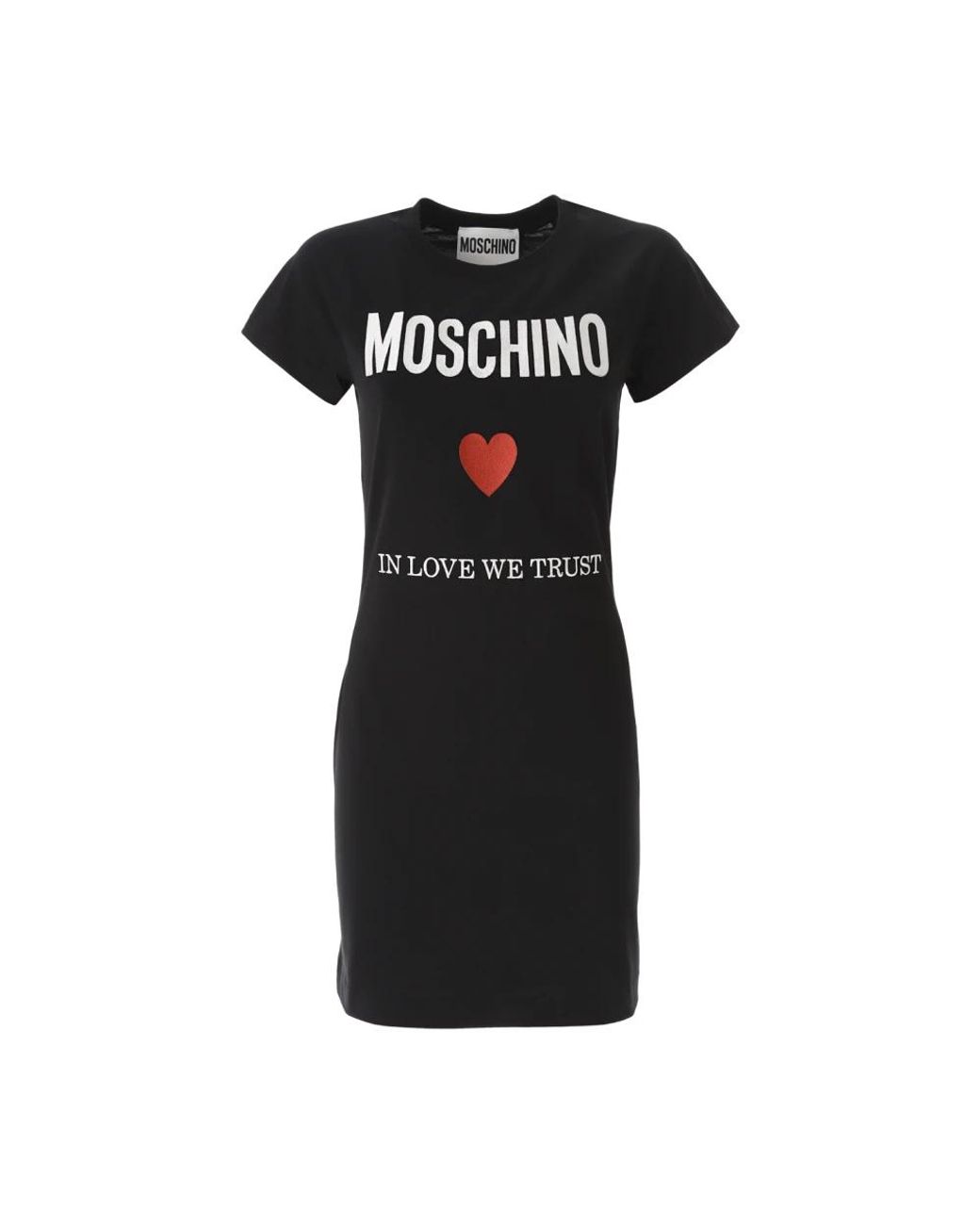Moschino Kleedjes ,Zwart ,Katoen Organische Katoenen Mini Jurk Love Trust in het Black