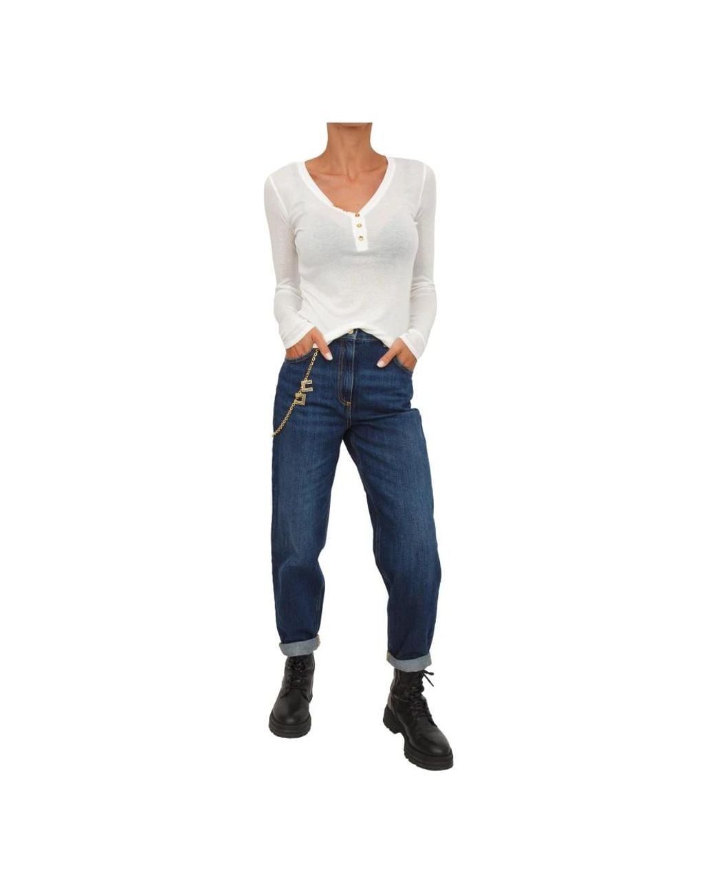 Elisabetta Franchi Blue V-Neck Knitwear