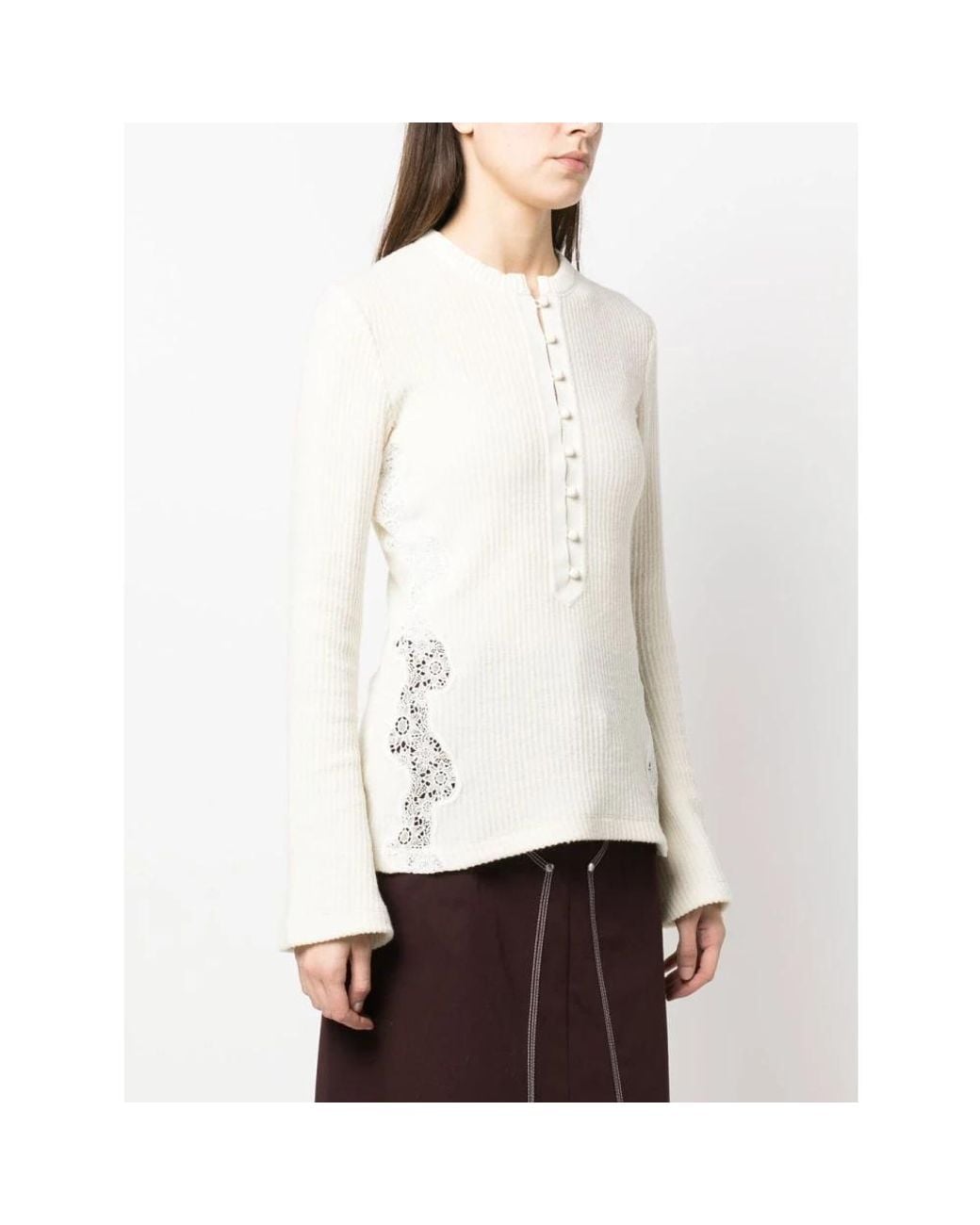 Chloé White Round-Neck Knitwear