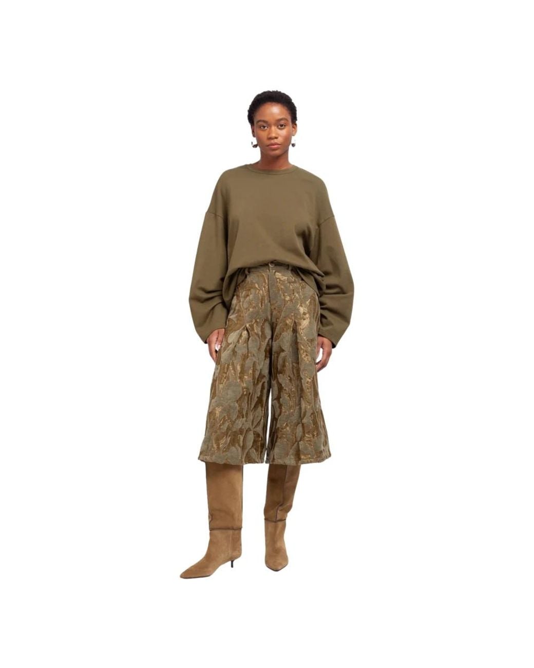 WEILI ZHENG Green Long Sleeve T-Shirts