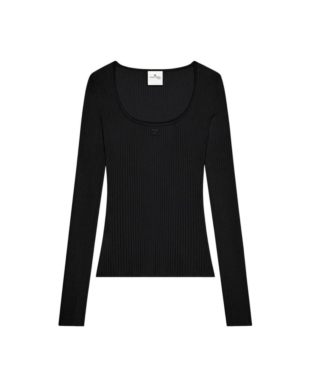 Courreges Black Heritage Rib Knit Top