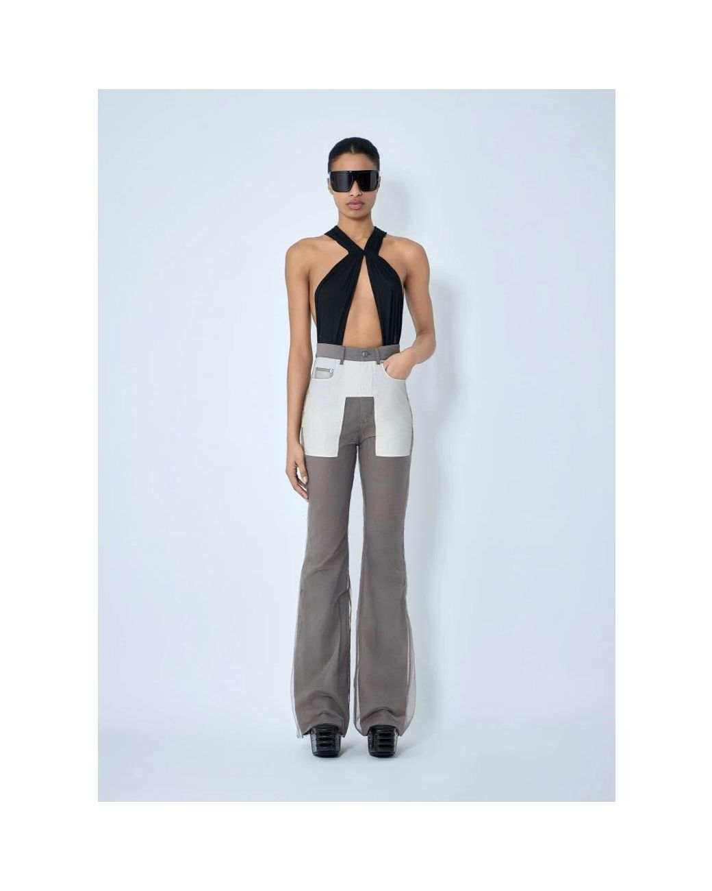 Rick Owens Gray Wide Trousers