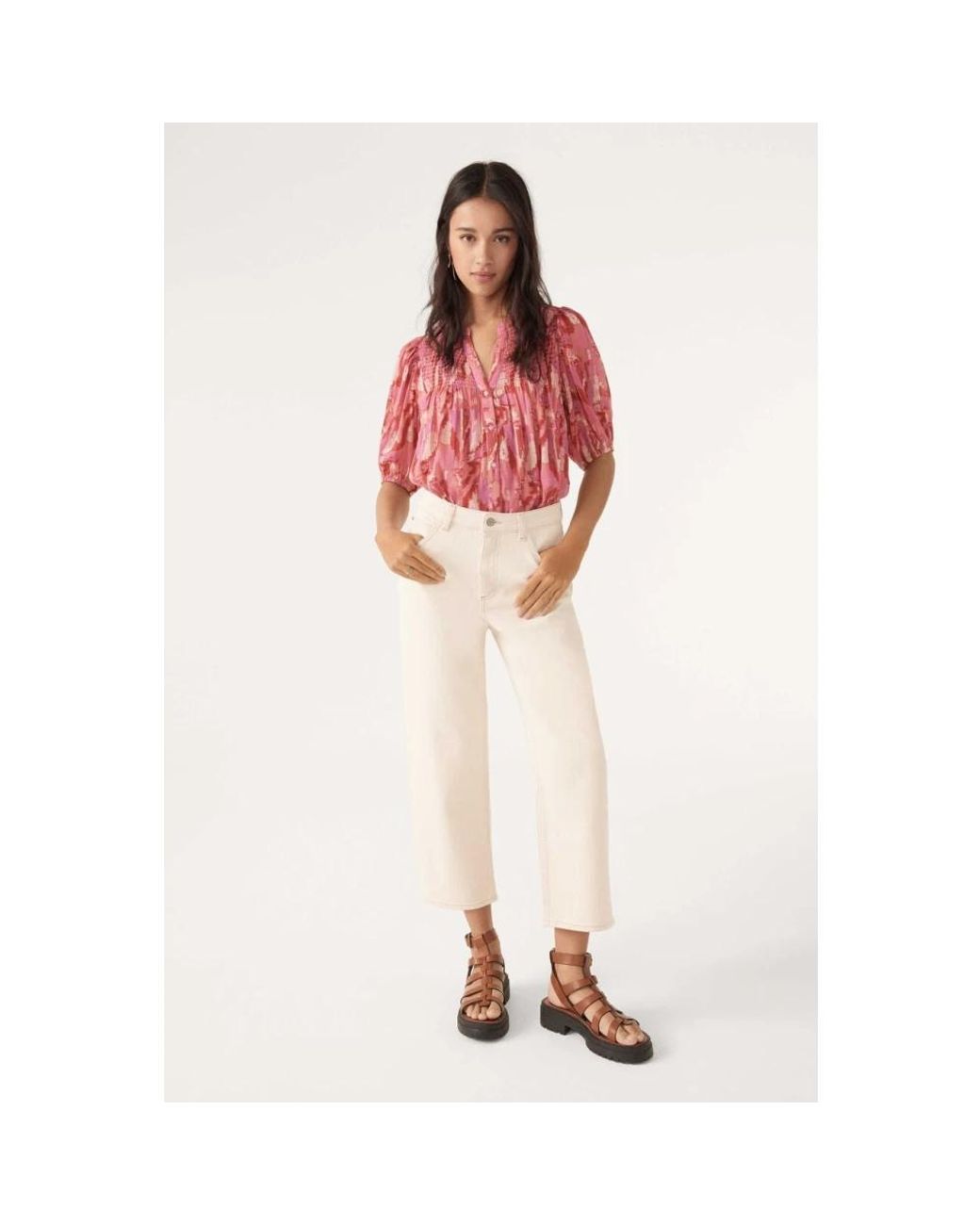 Ba&sh Overhemden ,Veelkleurig ,Katoen Teodor Bohemian Blouse in het Red