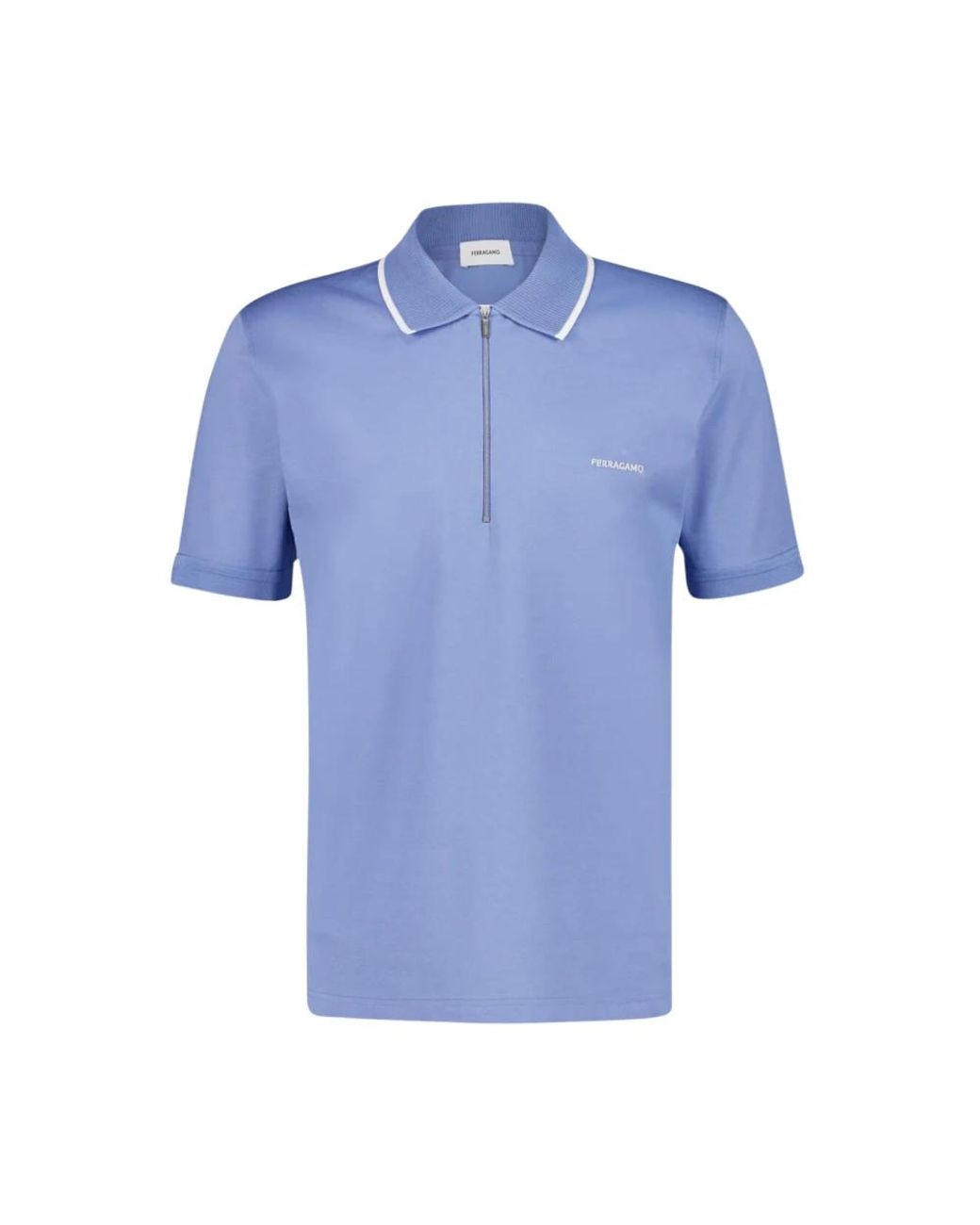 Ferragamo Tops ,Blauw ,Katoen Bluette Katoen Polo Met Ritsdetail voor heren