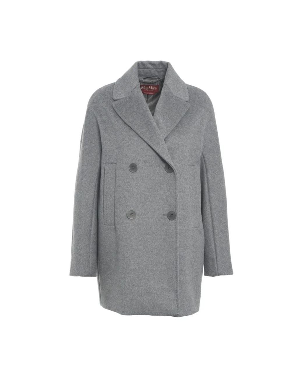 Max Mara Gray Double-Breasted Coats