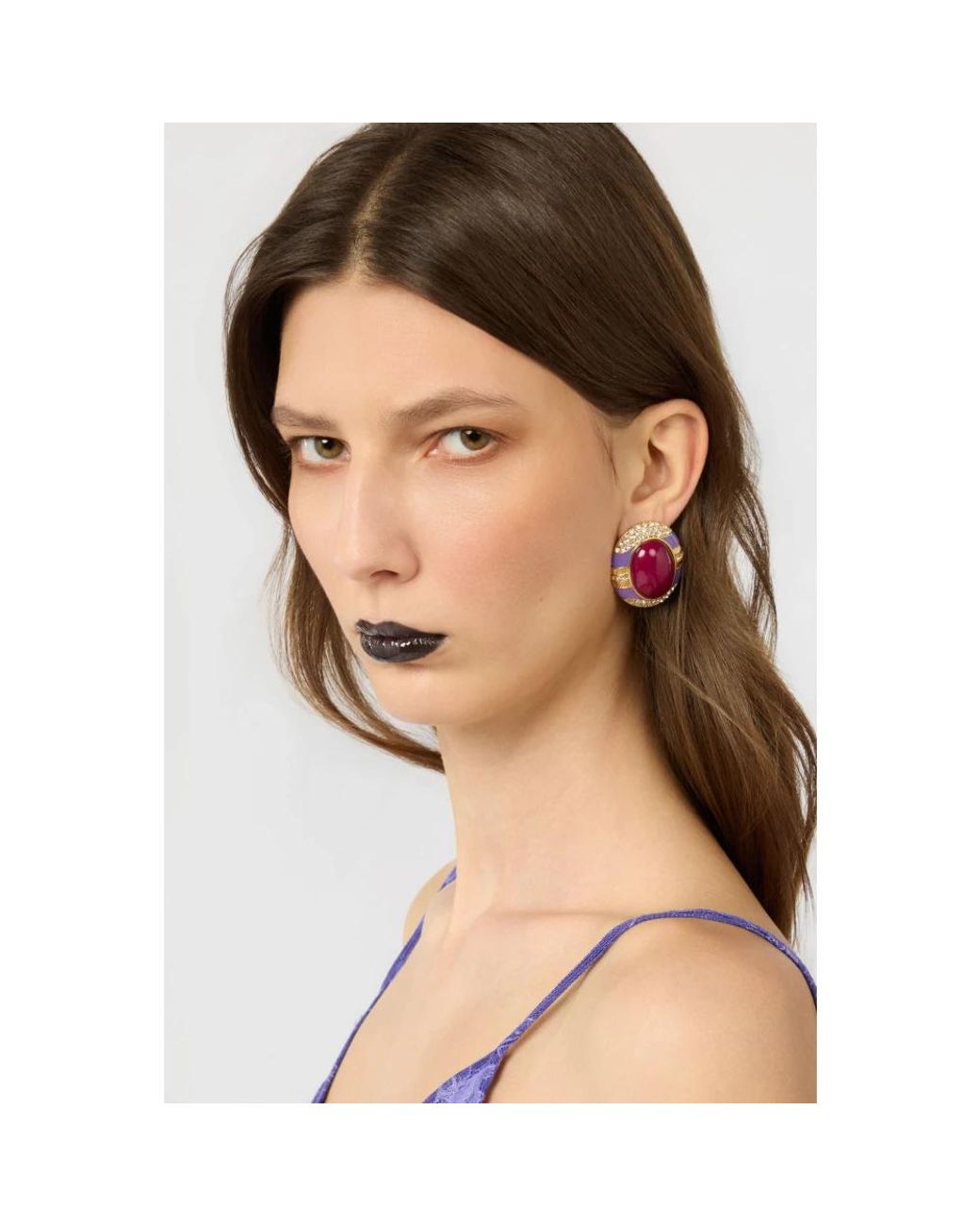 Roberto Cavalli Purple Statement-Ohrringe