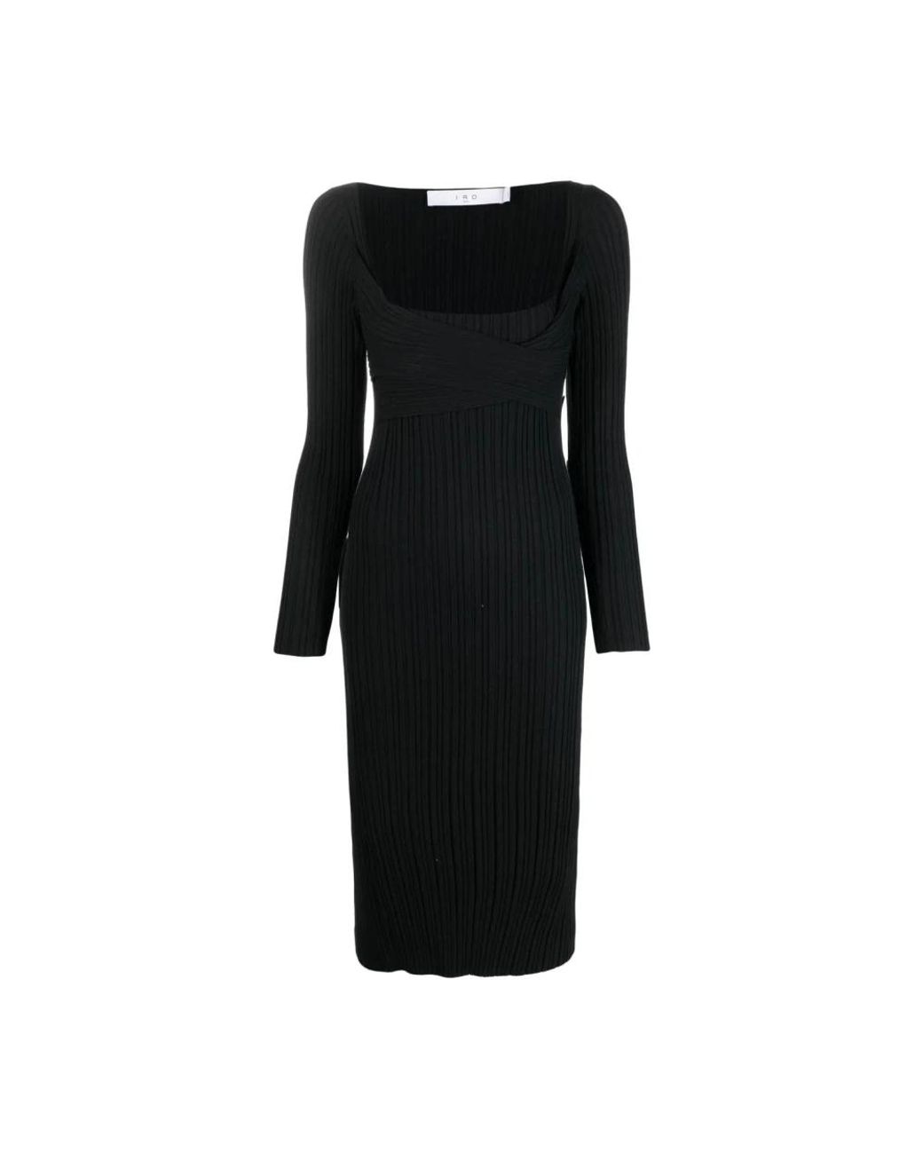 IRO Kleedjes ,Zwart ,Nylon Zwarte Zijden Midi Jurk in het Black