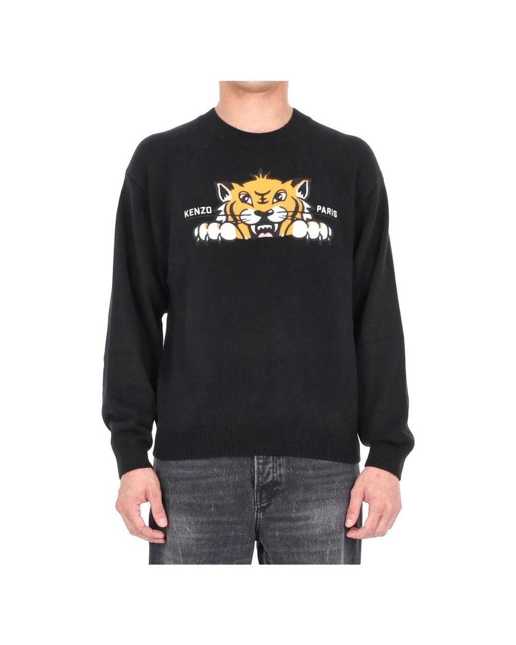 KENZO Black Round-Neck Knitwear for men