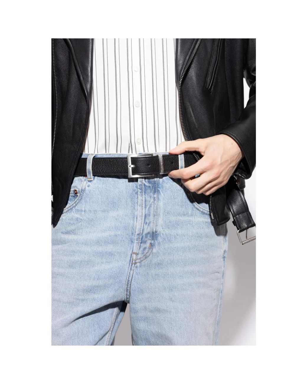 Emporio Armani Black Belts for men