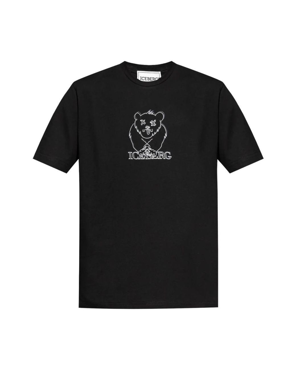 Iceberg Tops ,Zwart ,Katoen Bear Logo T-Shirt in het Black voor heren