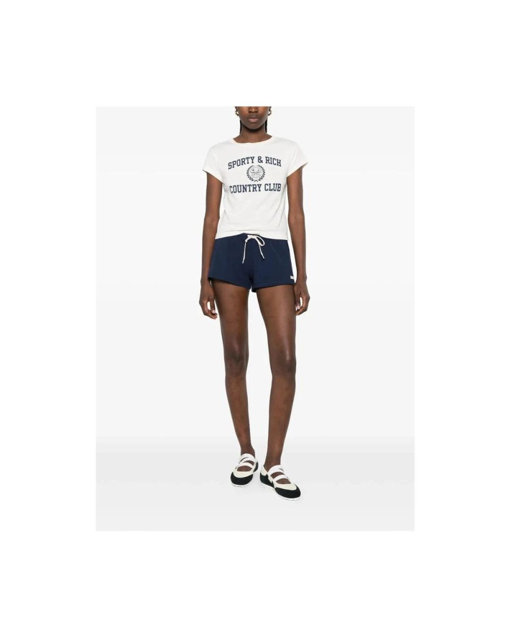 Sporty & Rich Blue Mini Jersey Drawstring Shorts