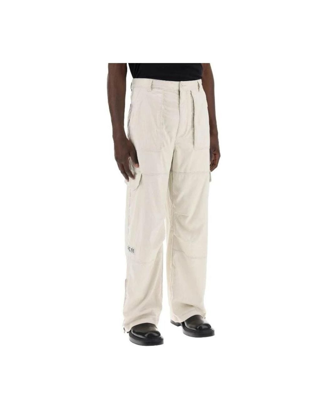 Acne White Straight Trousers for men