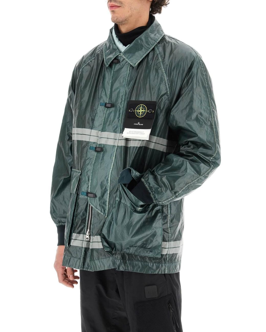 Stone Island 82/22 Microfelt With Ripstop Cover Jacket in Green for Men |  Lyst