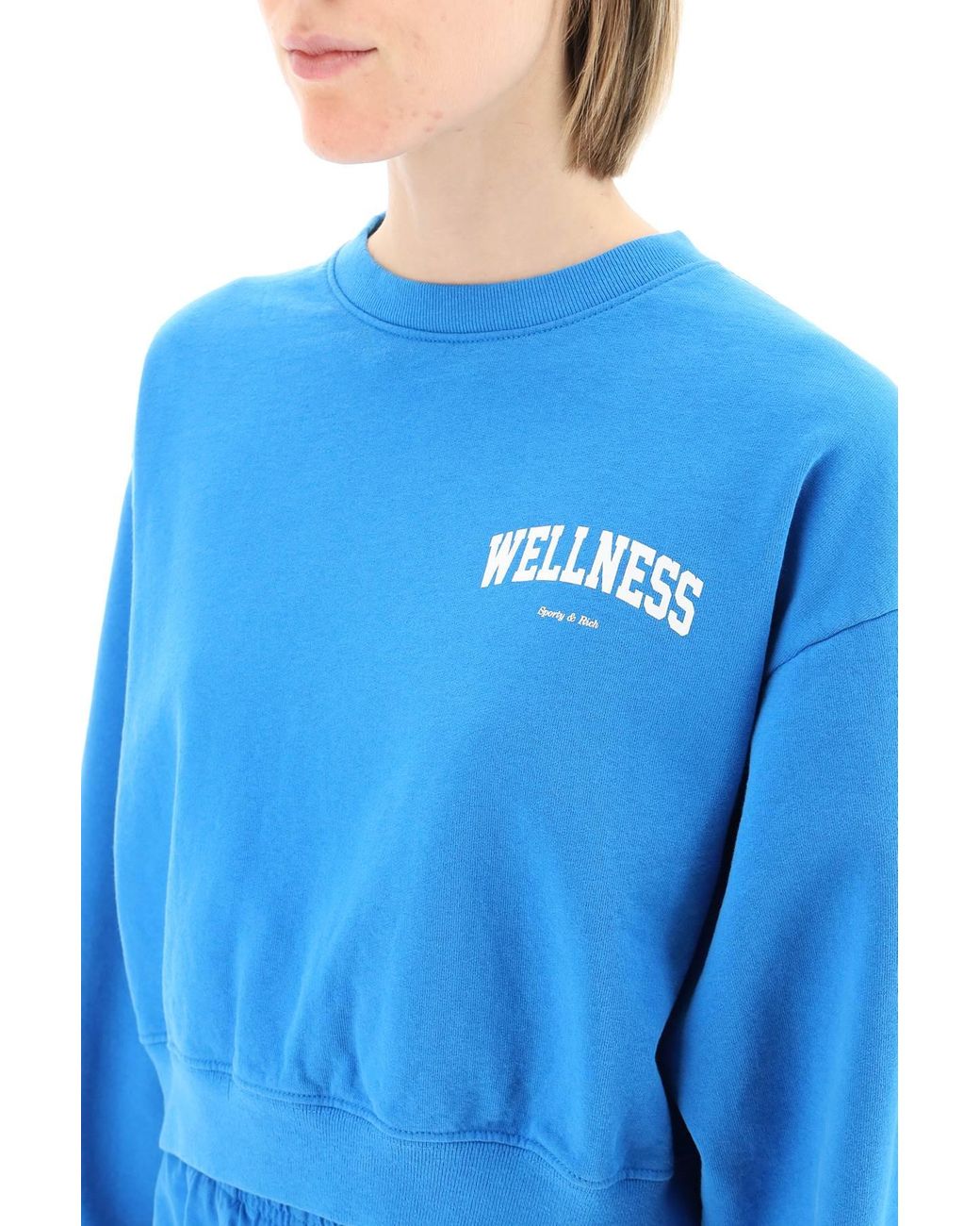 Sporty u0026 Rich Sporty Rich Wellness Ivy Cropped Sweatshirt in Blue | Lyst