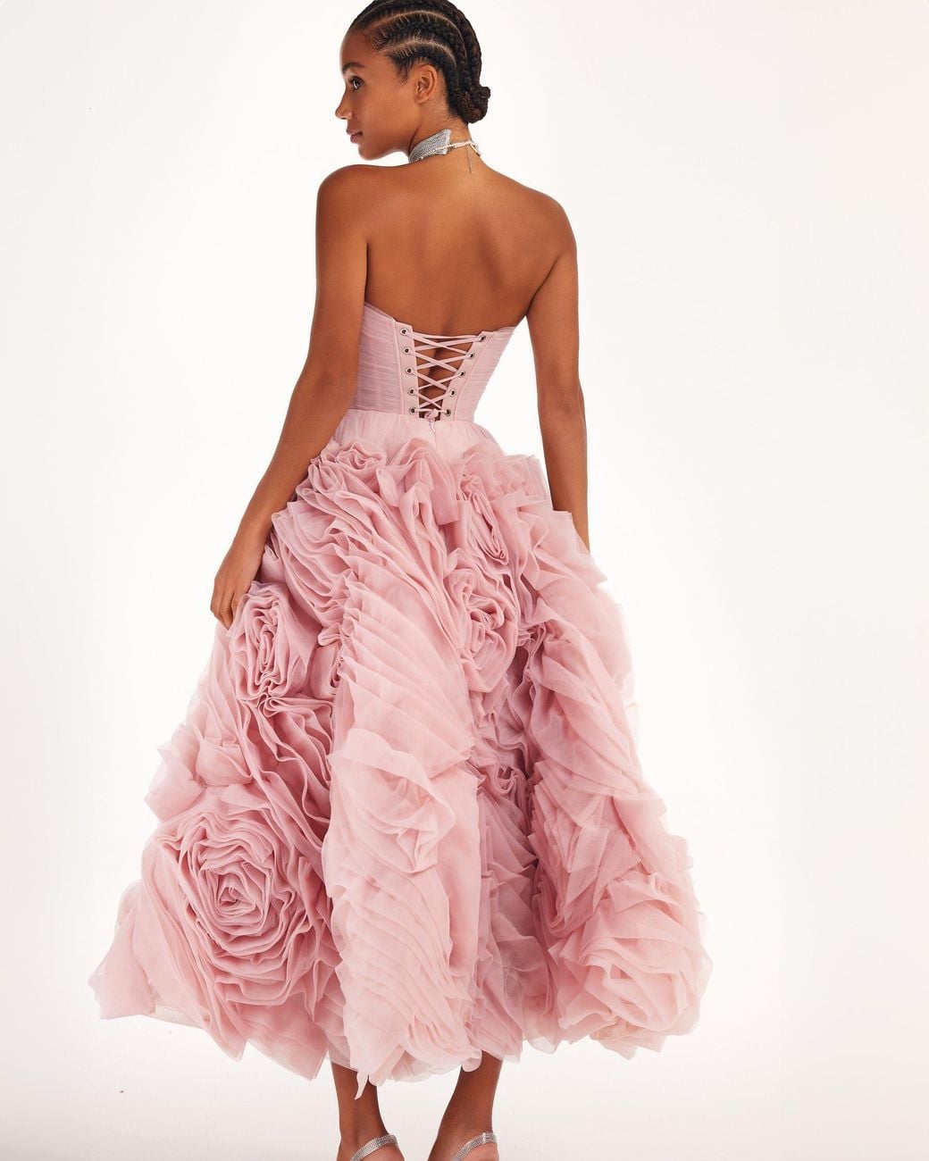 Millà Pink Dramatically Flowered Tulle Dress