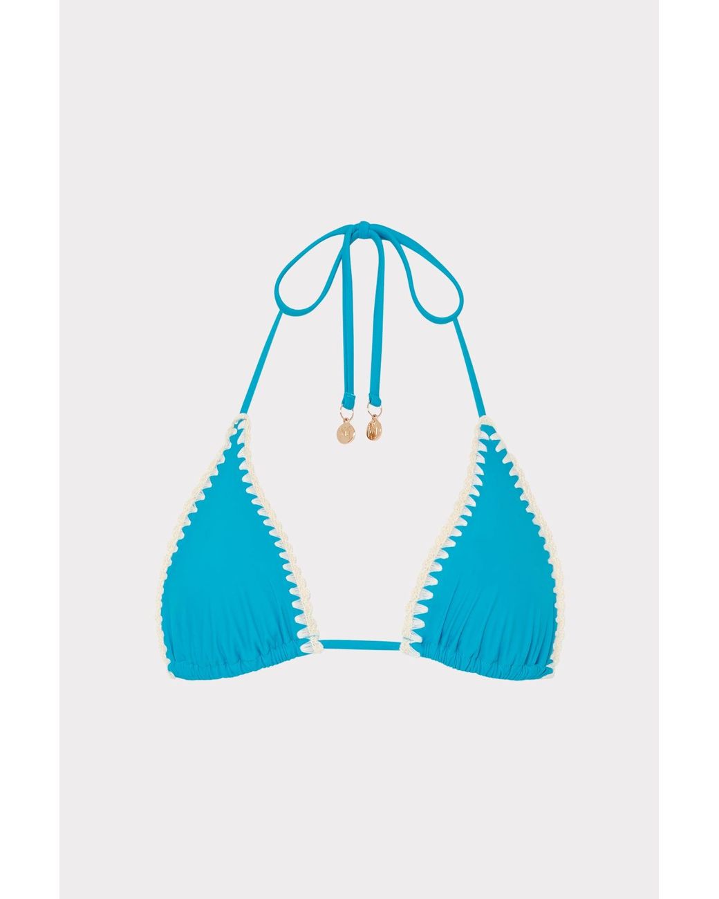 MILLY Blue Solid Bikini Top