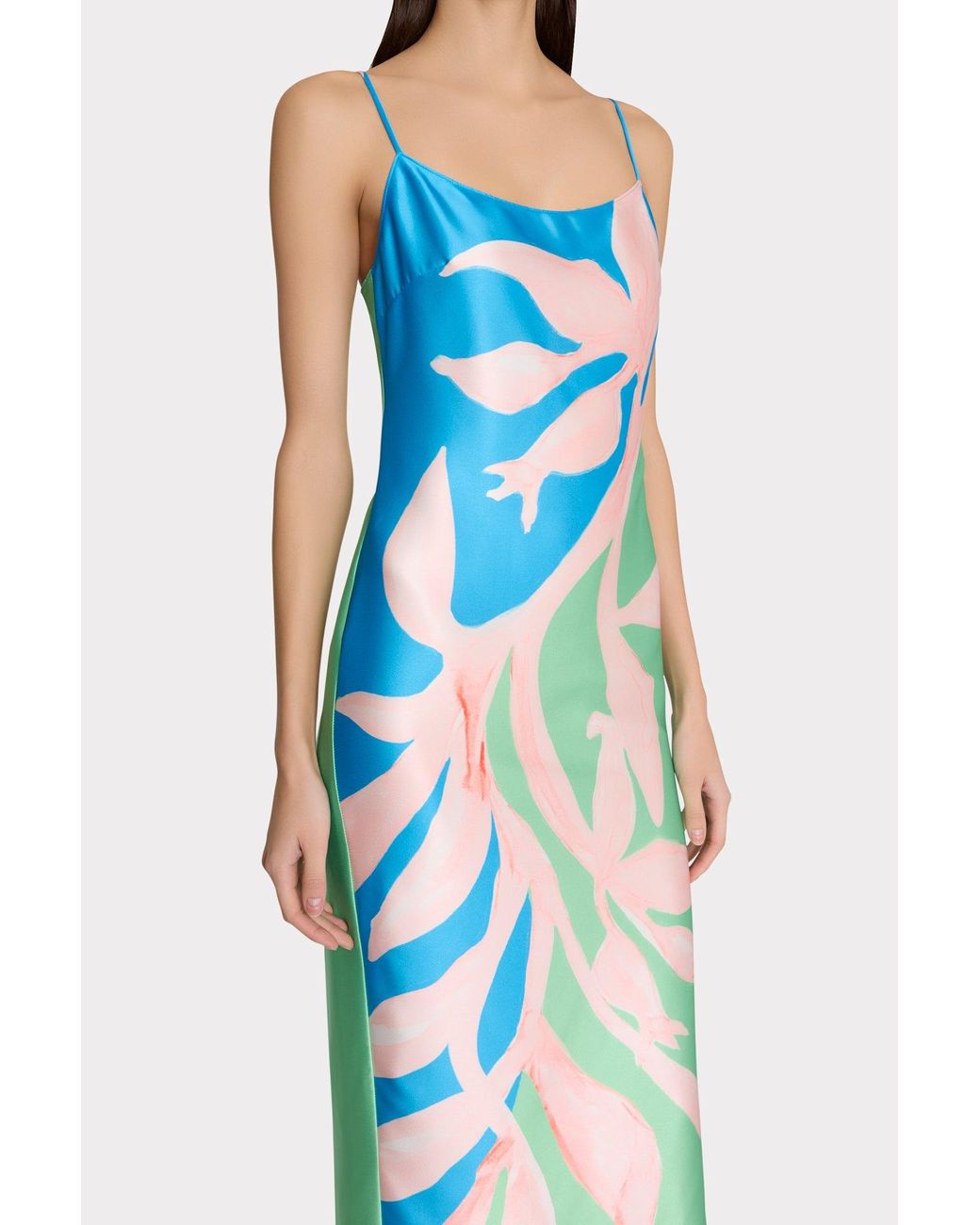 milly lily floral vine satin dress Milly Floral Vine Satin Maxi Slipdress