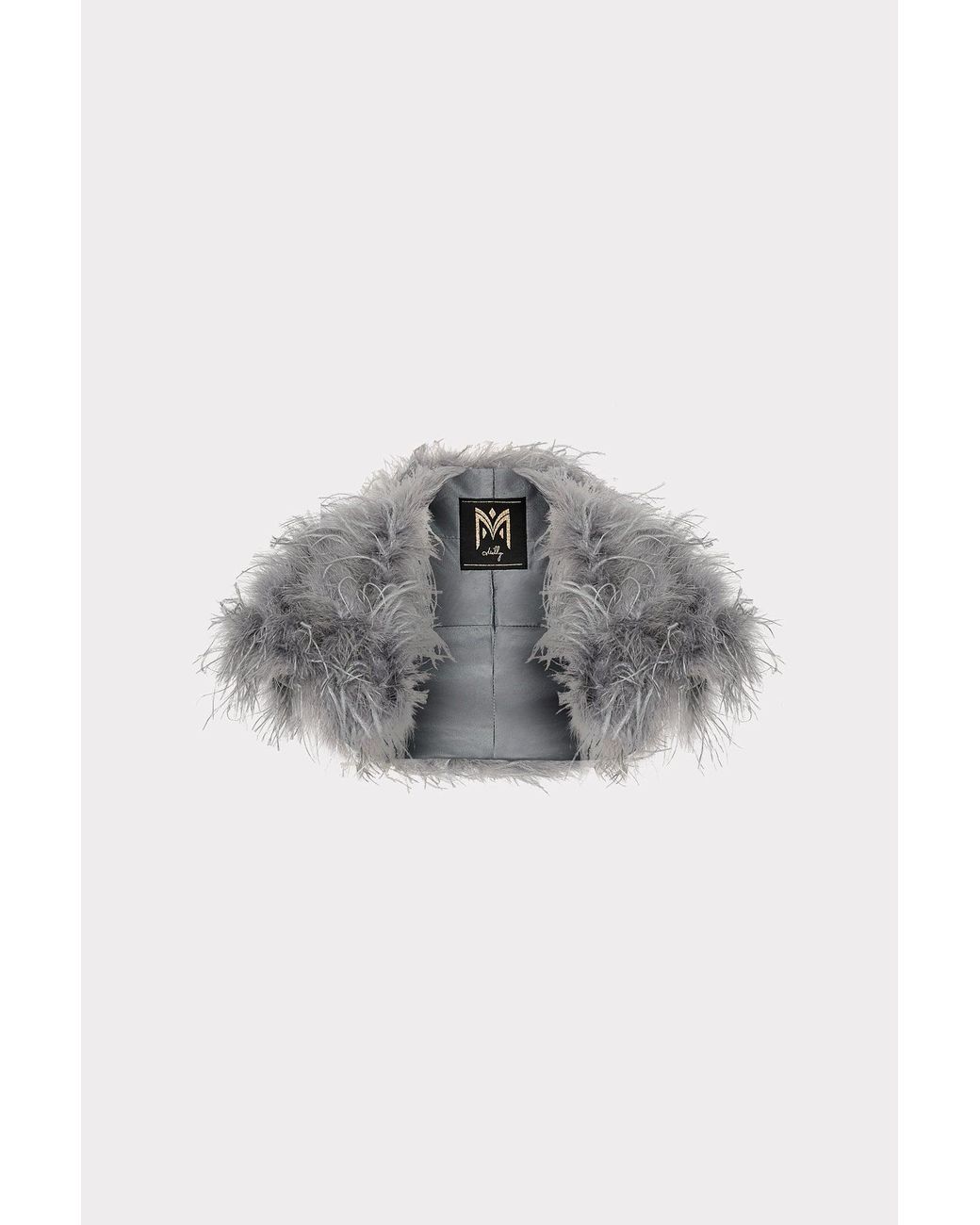 MILLY Feather Bolero in Gray | Lyst
