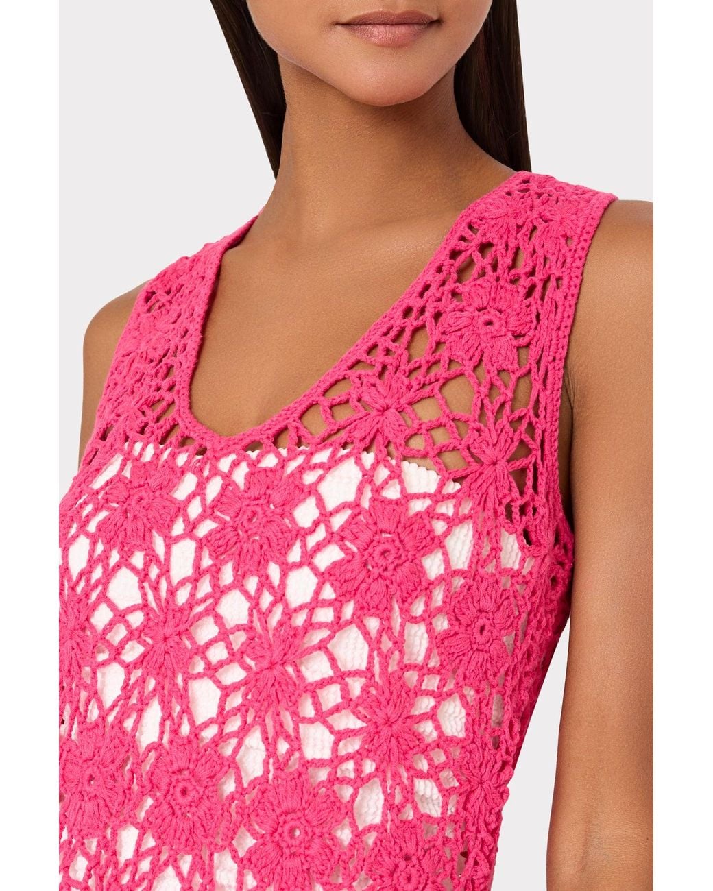 strapless open back dress Milly 3D Floral Crochet Swim Cover Up Dress - Blue