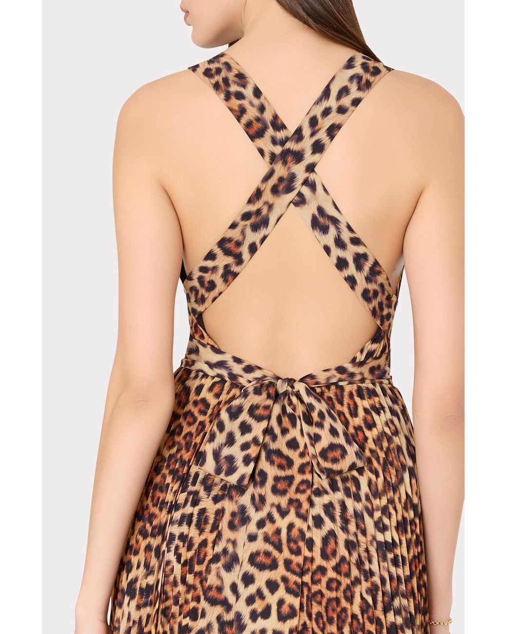 MILLY Natural Oria Leopard Print Pleated Dress