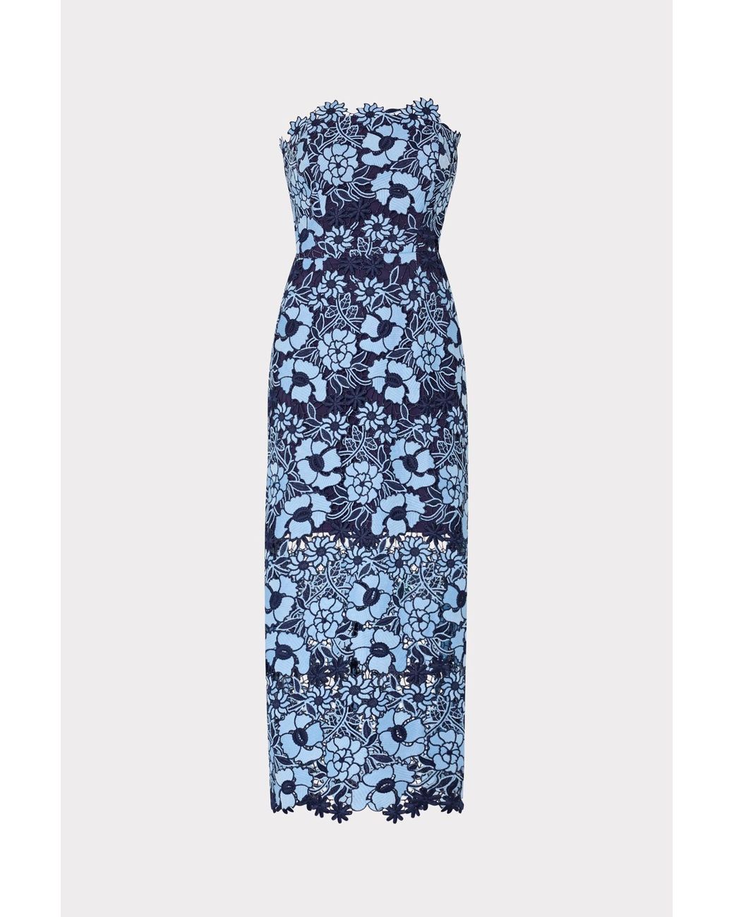sachin and babi light blue dress MILLY Kait Two Tone Floral Lace Midi Dress in Blue